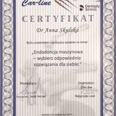 Anna Skulska certyfikat endodoncja maszynowa
