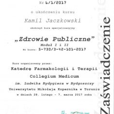Certyfikat kwalifikacji - Kamil Jaczkowski Dentysta Toruń